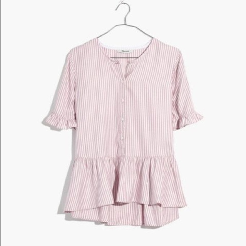 Madewell Studio Hem Ruffle Top in Lavender Stripe